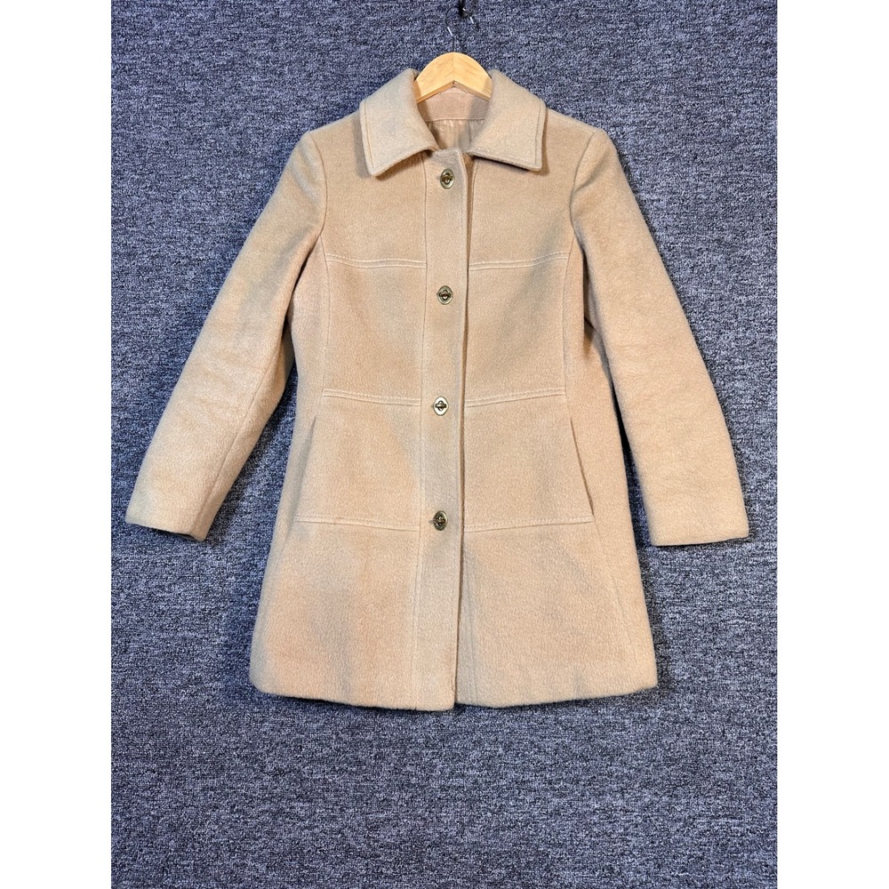 Vintage Weatherbee Stevens Forstmann Wool‎ Coat Camel Tan Turn-lock Button